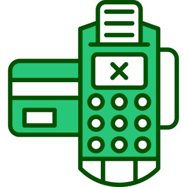 Ödeme kredi kartı ile terminal. Vektör çizim