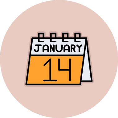 6 Ocak takvim simgesi, tek gölge, düz tasarım, zaman ayı.