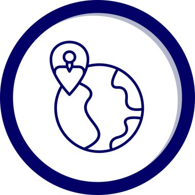 küresel vektör simgesi. biçim düz yuvarlak sembol, mavi renk, yuvarlak açılar, beyaz arkaplan.