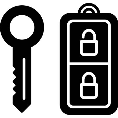 kilit anahtarı simgesi. Vektör illüstrasyon biçimi siyah renkli düz semboldür.