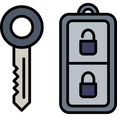 anahtar kilit simge vektör ilüstrasyonu