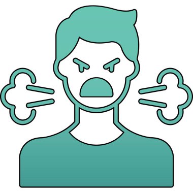 Kızgın ifade vektör çizimi tasarımı ile genç adam kafası