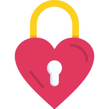 kalp kilidi simgesi, vektör illüstrasyonu