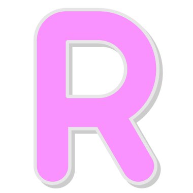 Beyaz arkaplanda pembe r alfabesi harfi izole edildi