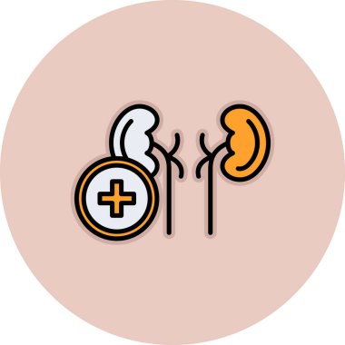 İnsan böbrek ikonu. Web için insan organı vektör simgesinin özet çizimi