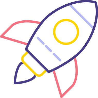 Roket. Web simgesi basit illüstrasyon