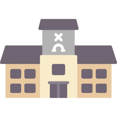 Okul Düz Vektör Simgesi Tasarımı