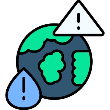 Kirlilik gezegeni kirliliği simgesi. Küresel ısınma kirlilik vektör simgesi rengi düz izole