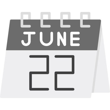 2 - Haziran - 2. - Düz tasarım tarzında takvim simgesi.