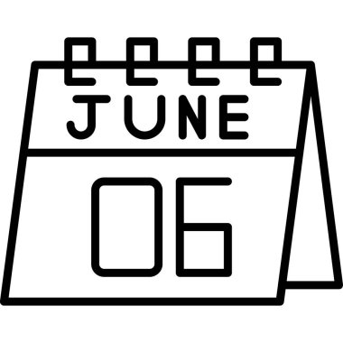 Takvim Haziran simgesi, basit biçim. vektör illüstrasyonu