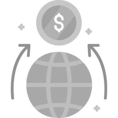 küresel para birimi değişimi, küresel ağ vektör çizgisi simgesi tasarımı, düzenlenebilir vuruş.