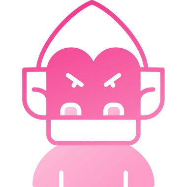 Pembe beyaz çizgi film ikonunun vektör çizimi