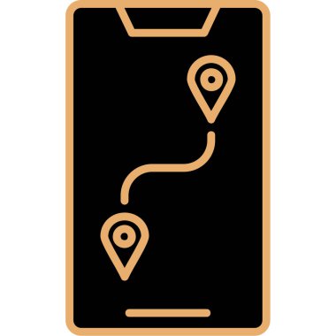 Taksi ikonlu harita işaretleyici. Web üzerinde izole edilmiş rota haritası işaretleyici vektör simgesinin basit çizimi