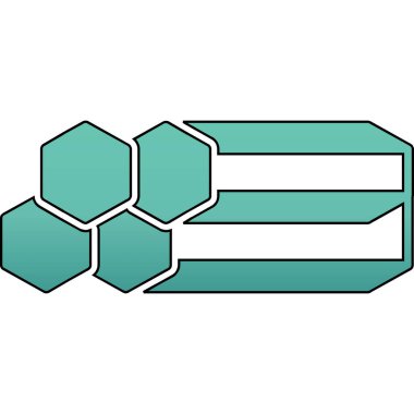 E harfi ile altıgen kurdele, vektör