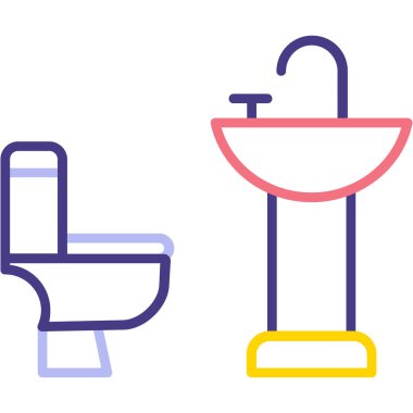 Tuvalet ikonu vektörü. İnce çizgi işareti. izole edilmiş sınır sembolü çizimi