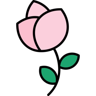 Pembe çiçek, vektör çizimi, beyaz arkaplan.