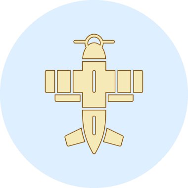 askeri uçak simgesi, basit vektör çizimi