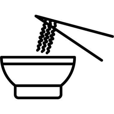 pirinç eriştesi ikonu, taslak tarzı.