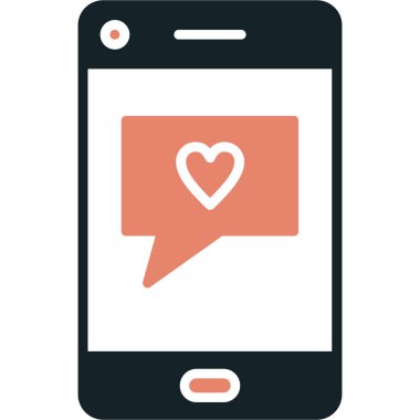 Sohbet kalp simgesi, vektör illüstrasyonu