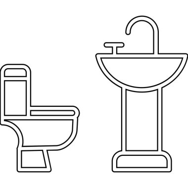 Tuvalet ve banyo ikonu seti. Web için tuvalet odası simgesinin özet vektör çizimi