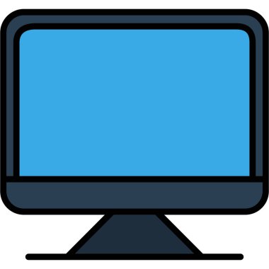 dizüstü bilgisayar simgesi. ana hat bilgisayar monitörü vektör rengi düz izole