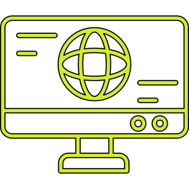 Dünya ikon vektör illüstrasyonlu dizüstü bilgisayar izole edildi