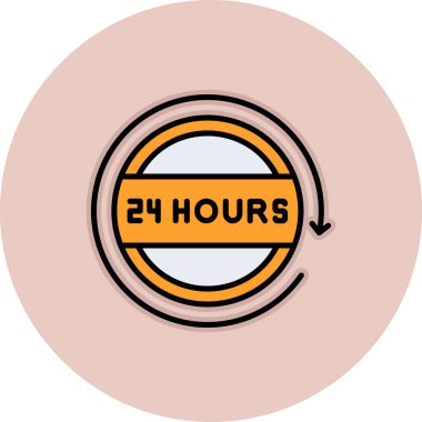 24 saat servis simgesi. vektör illüstrasyonu