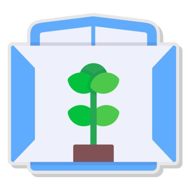 Bir saksı simgesi, vektör illüstrasyonlu bitki