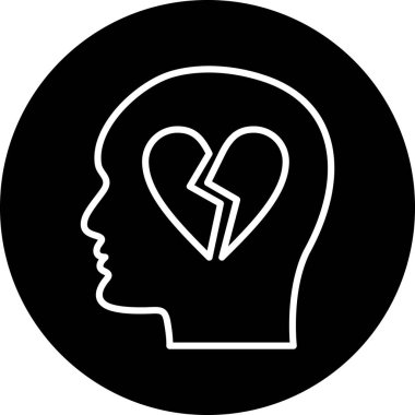 Bir erkek ikonuyla kırık kalp, basit bir tarz.