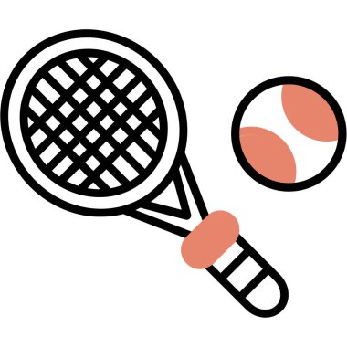 Tenis raketi ve top ikonu. Spor ve eğlence tasarımı. izole vektör