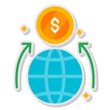 Dolar küresel simgesi, çizgi film tarzı