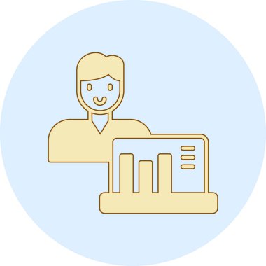 Dizüstü bilgisayarı ve akıllı telefon vektör illüstrasyon tasarımına sahip iş adamı