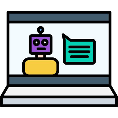 dizüstü bilgisayar simgesi. outline monitör bilgisayar vektör rengi düz izole