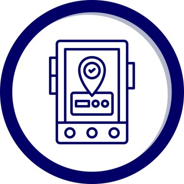 Taksi simgesi ve vektör illüstrasyonlu harita gösterici