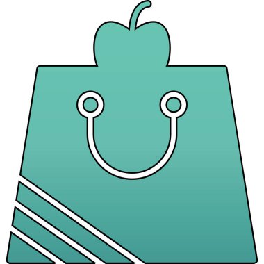 Yeşil elmanın şirin bir çizgi film ikonunun vektör çizimi