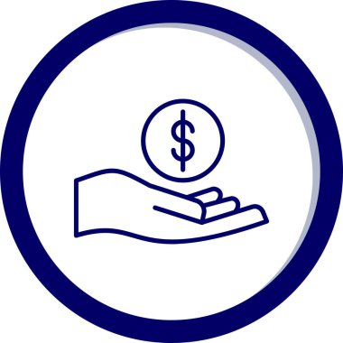 Dolar simgesi. Vektör simgesi yuvarlak açılı, beyaz arkaplanda izole edilmiş düz ikonik semboldür..