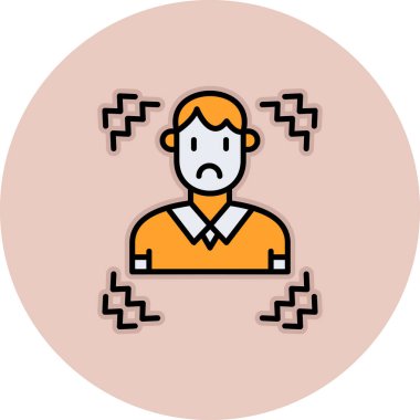 Çizgi roman tarzında hüzünlü bir iş adamı ikonu. üzgün adam vektör illüstrasyonu