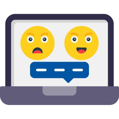 Simgeli dizüstü bilgisayarlar ve konuşma baloncukları vektör illüstrasyon tasarımı