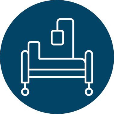 Hastane vektör ikonu. biçim düz yuvarlak sembol, mavi renk, yuvarlak açılar, beyaz arkaplan