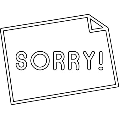 Siyah beyaz karikatür çıkartması. Üzgünüm.