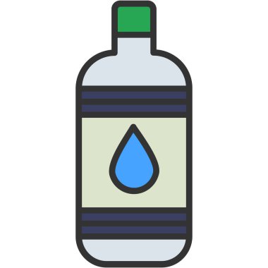 Beyaz arkaplanda izole edilmiş şişe simgesi ve vektör illüstrasyonu