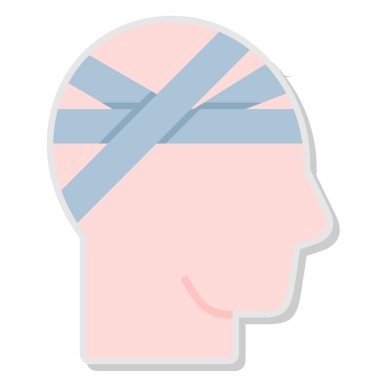 Tıbbi maskeli bir kafa. vektör illüstrasyonu.