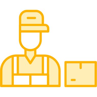 Kutuları ve üniforması olan işçi