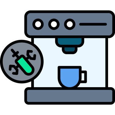 Kahve makinesi simgesi renk ana hatları vektörü
