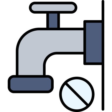 Tesisat boru tesisat ikonu - ana hatlarıyla doldurulmuş -