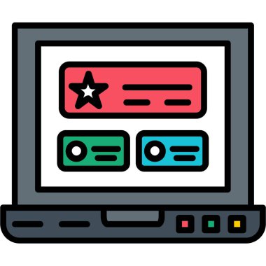 Yıldızlı bilgisayar ekranı ve konuşma kabarcığı vektör tasarımı