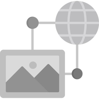 Monitörü ve küresi olan bir haritanın vektör çizimi