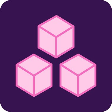 Küp şeklindeki vektör simgesi herhangi bir amaç için renk arkaplanı üzerinde gölge ile.