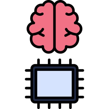 Beyin simgesi renk ana hatları vektörü