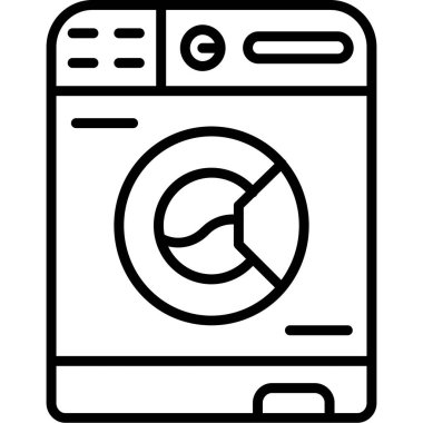 çamaşır makinesi simgesi, vektör illüstrasyonu